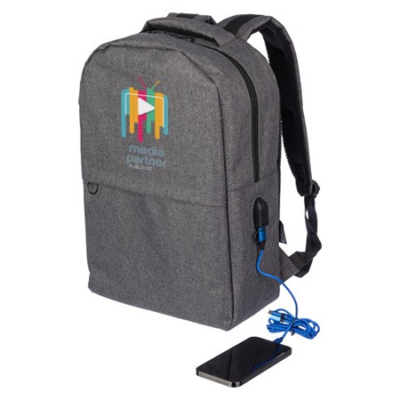 rPET (600D) Rucksack mit USB-Anschluss - Arnstein