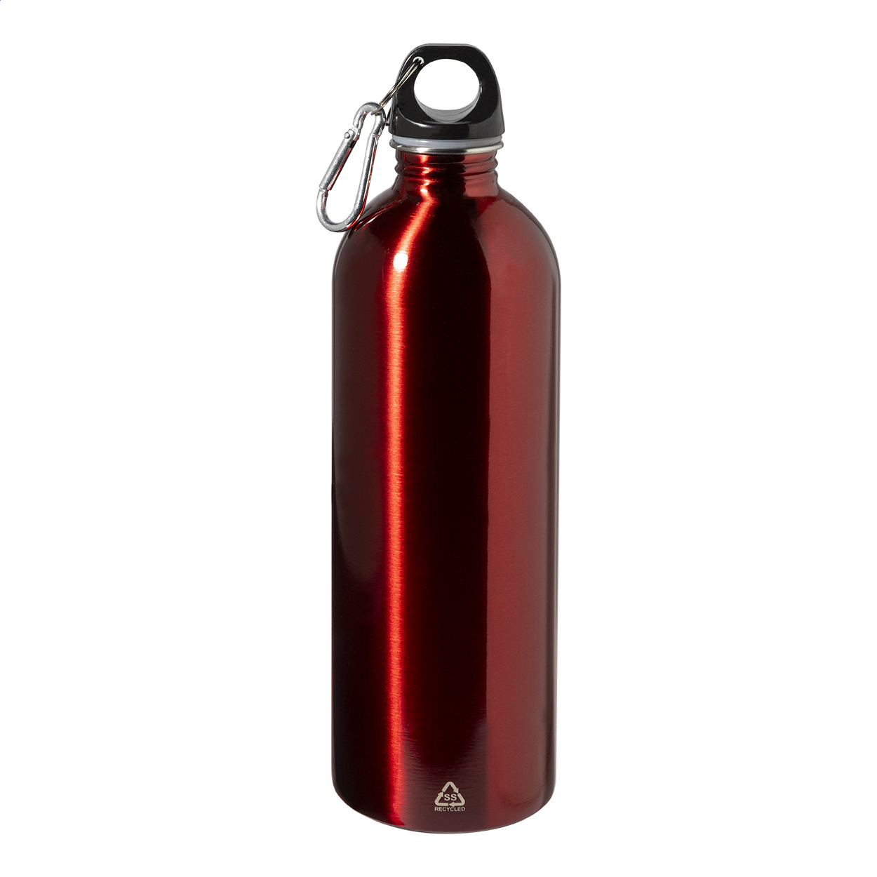 Ressuto XL Trinkflasche aus recyceltem Edelstahl mit Karabiner, 750 ml, Logo