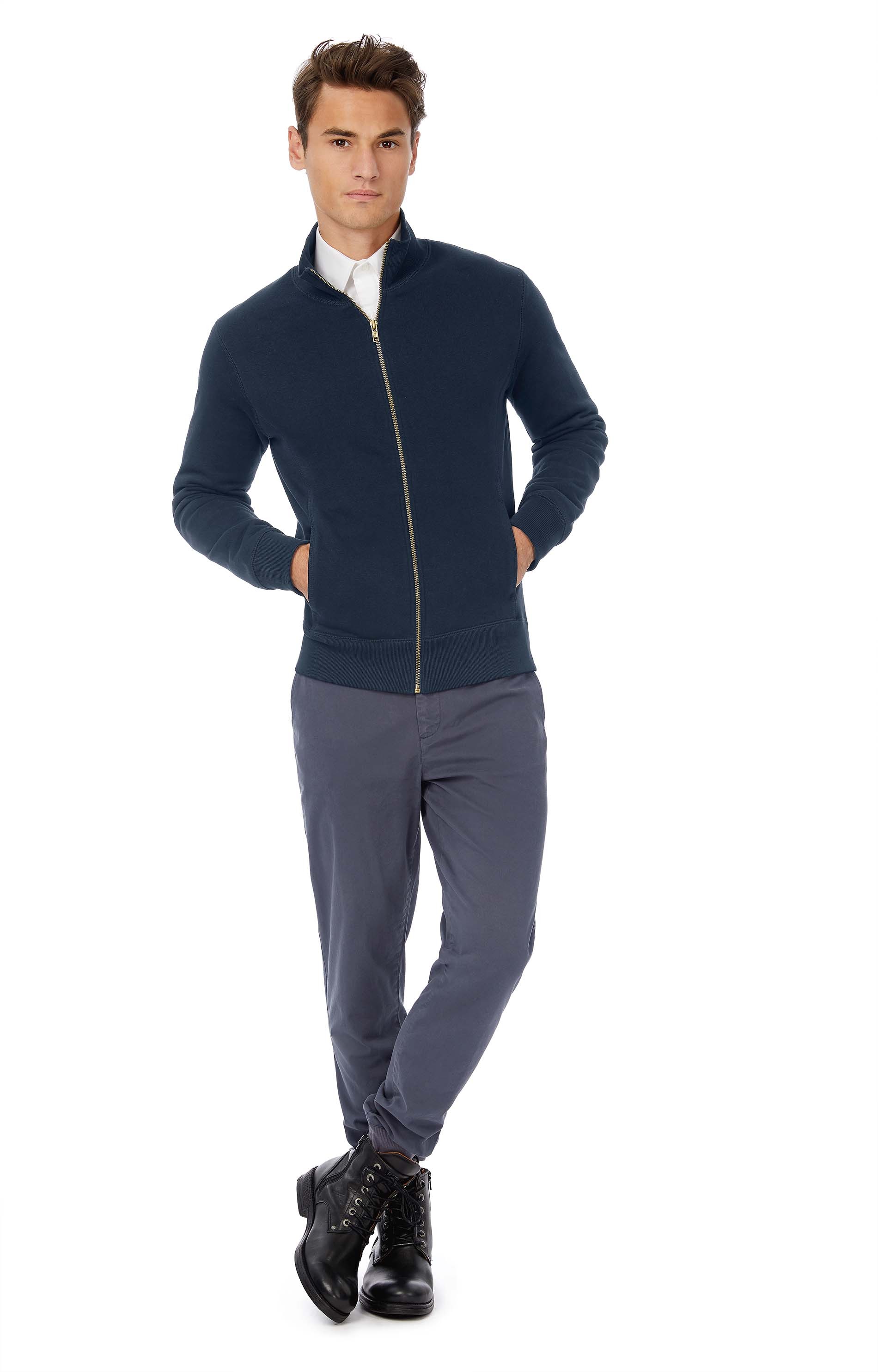 Gekämmte Baumwoll-Polyester-Sweatshirt mit hohem Kragen - Kamp-Lintfort