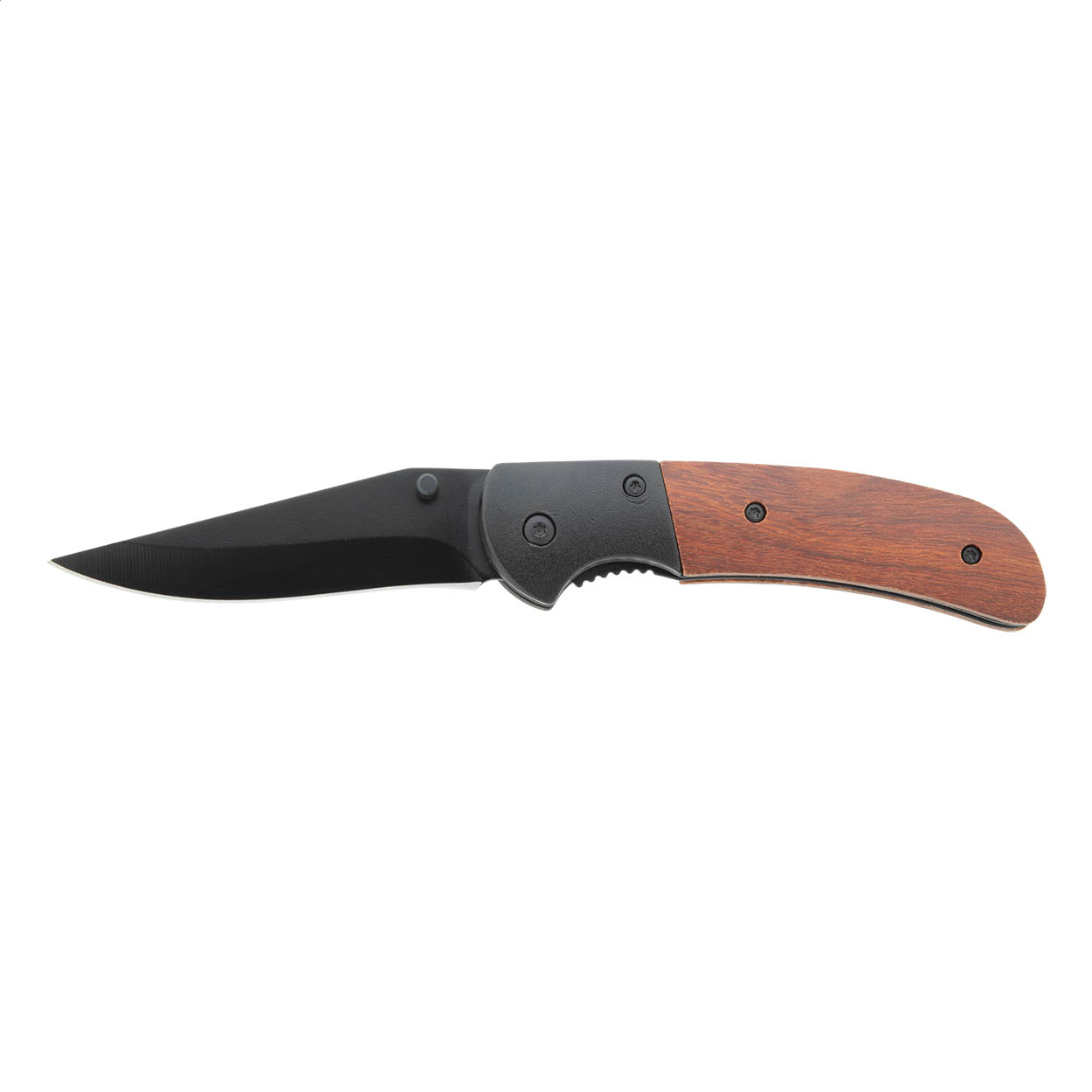 Rortex Taschenmesser aus Edelstahl mit Holzgriff und Logo
