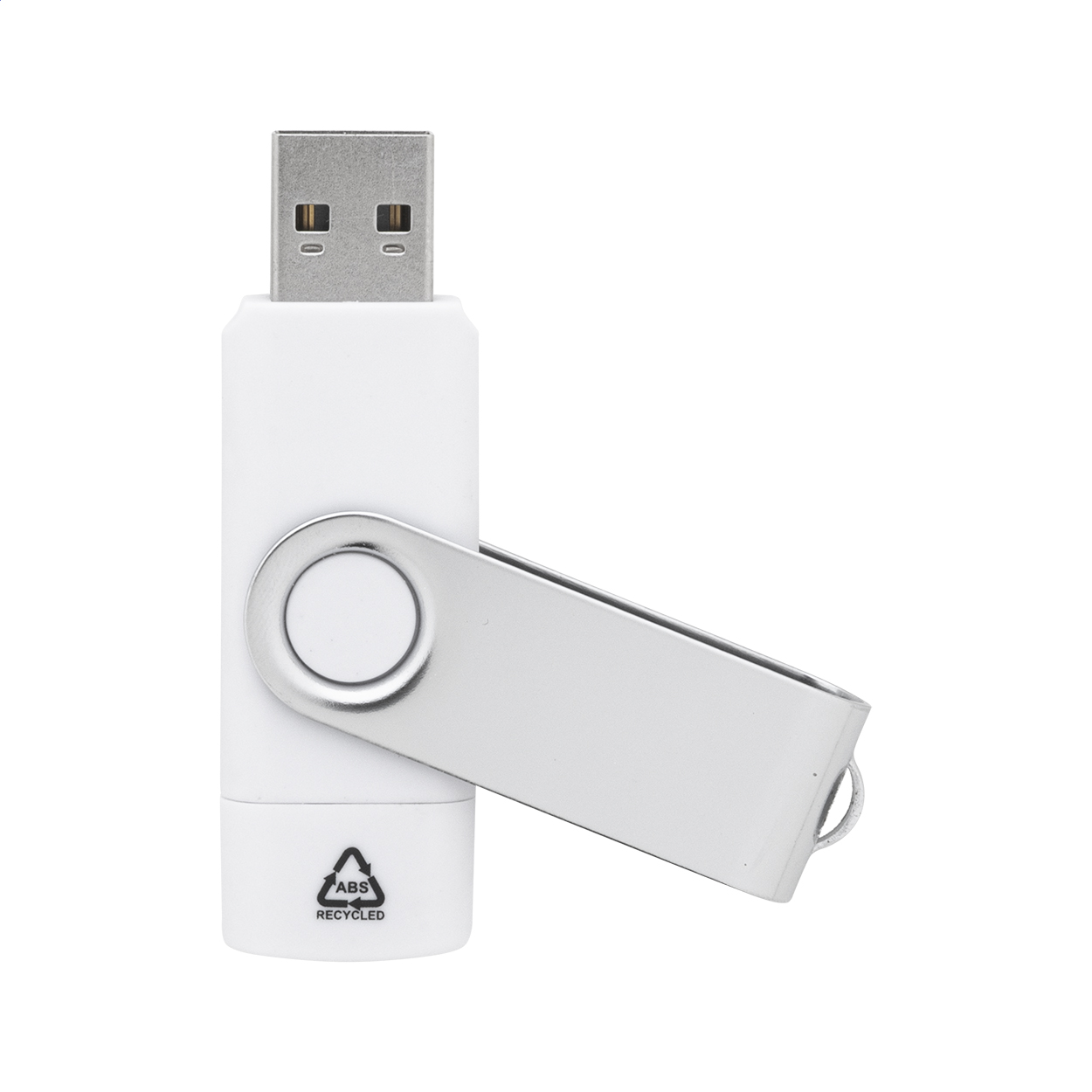 TwistDrive Plus OTG-USB-Stick aus Recycling-ABS mit USB und USB-C, Logo