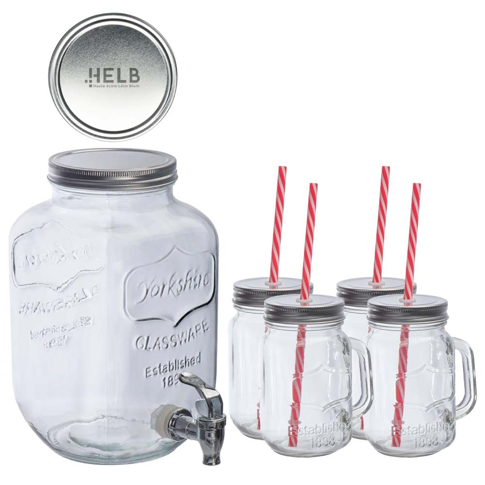 Saisonales Set aus Glasgetränkespendern bedrucken mit Logo