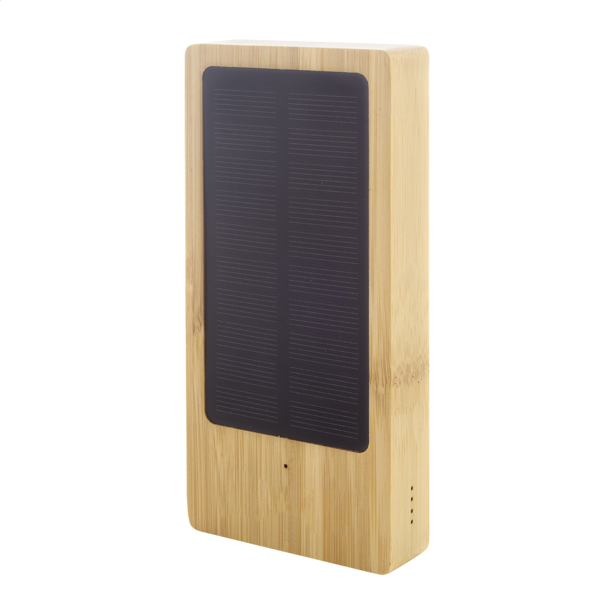 Sunster Solar-Powerbank aus Bambus mit 8000 mAh Akku und Logo bedrucken mit Logo