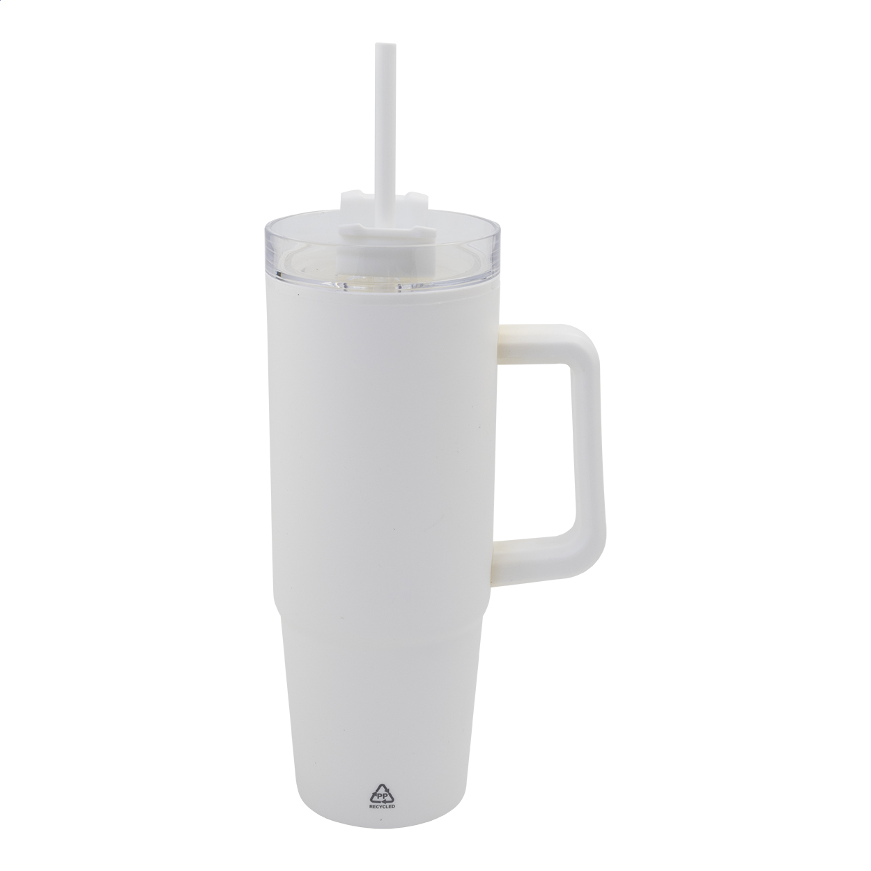 Renley Thermobecher aus Recycling-PP mit Trinkhalm, 900 ml, mit Ihrem Logo bedrucken mit Logo