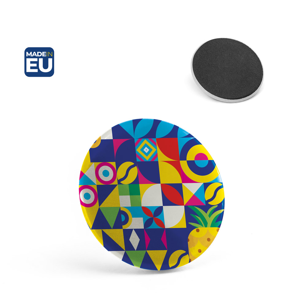 Button P'IN 7 magnetisch, mit Ihrem Logo, ø50 mm
