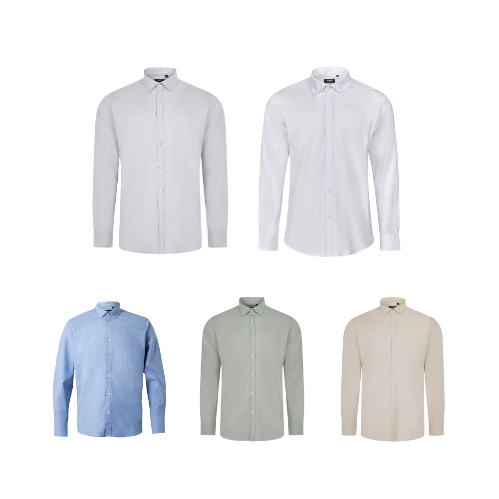 VL PRITHVI MAN. Oxford-Hemd für Herren (180 g/m²) aus Baumwolle (50%), Polyester (45%) und Elasthan (5%)