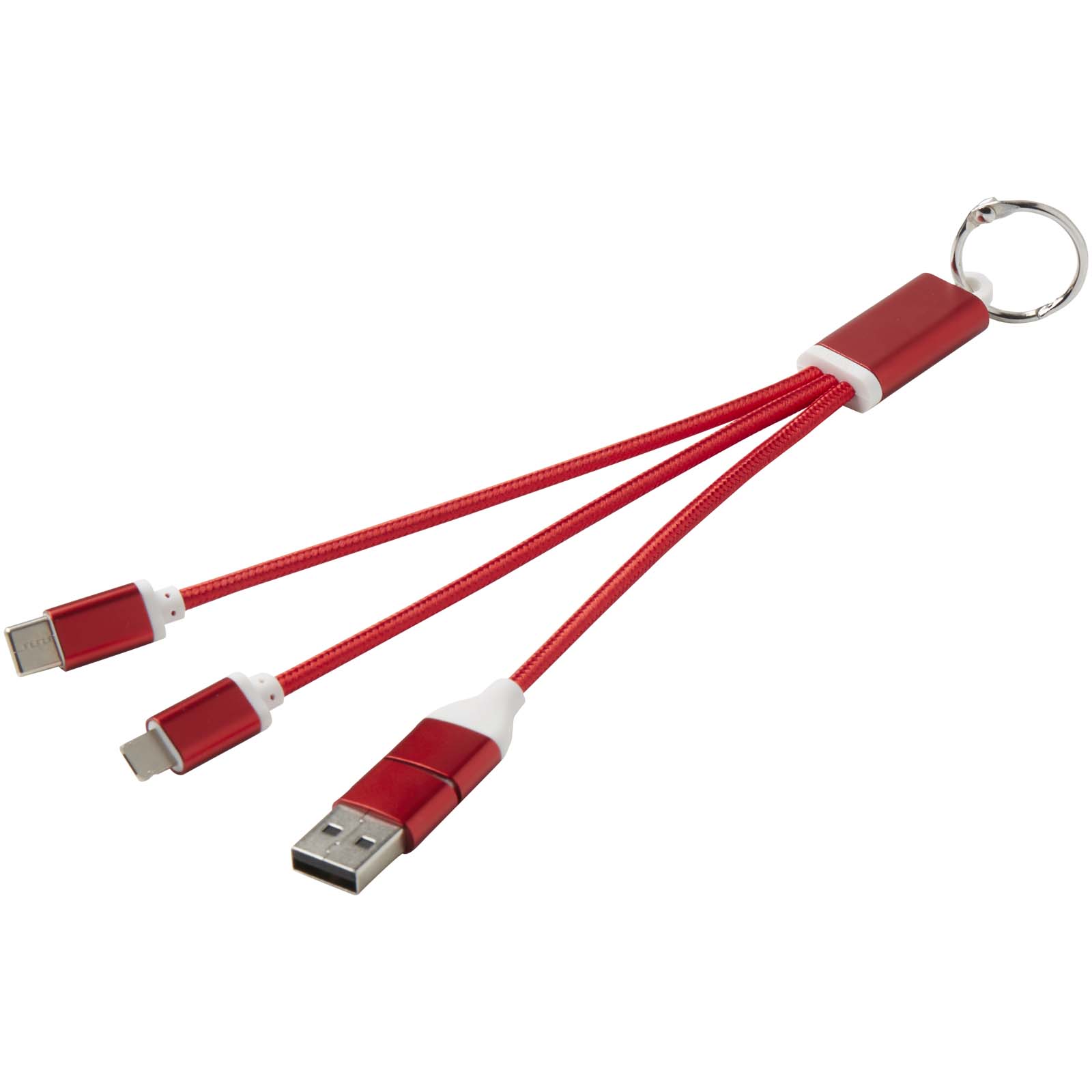 Metall 4-in-1 recyceltes Aluminium Ladekabel mit Schlüsselanhänger - Heitersheim