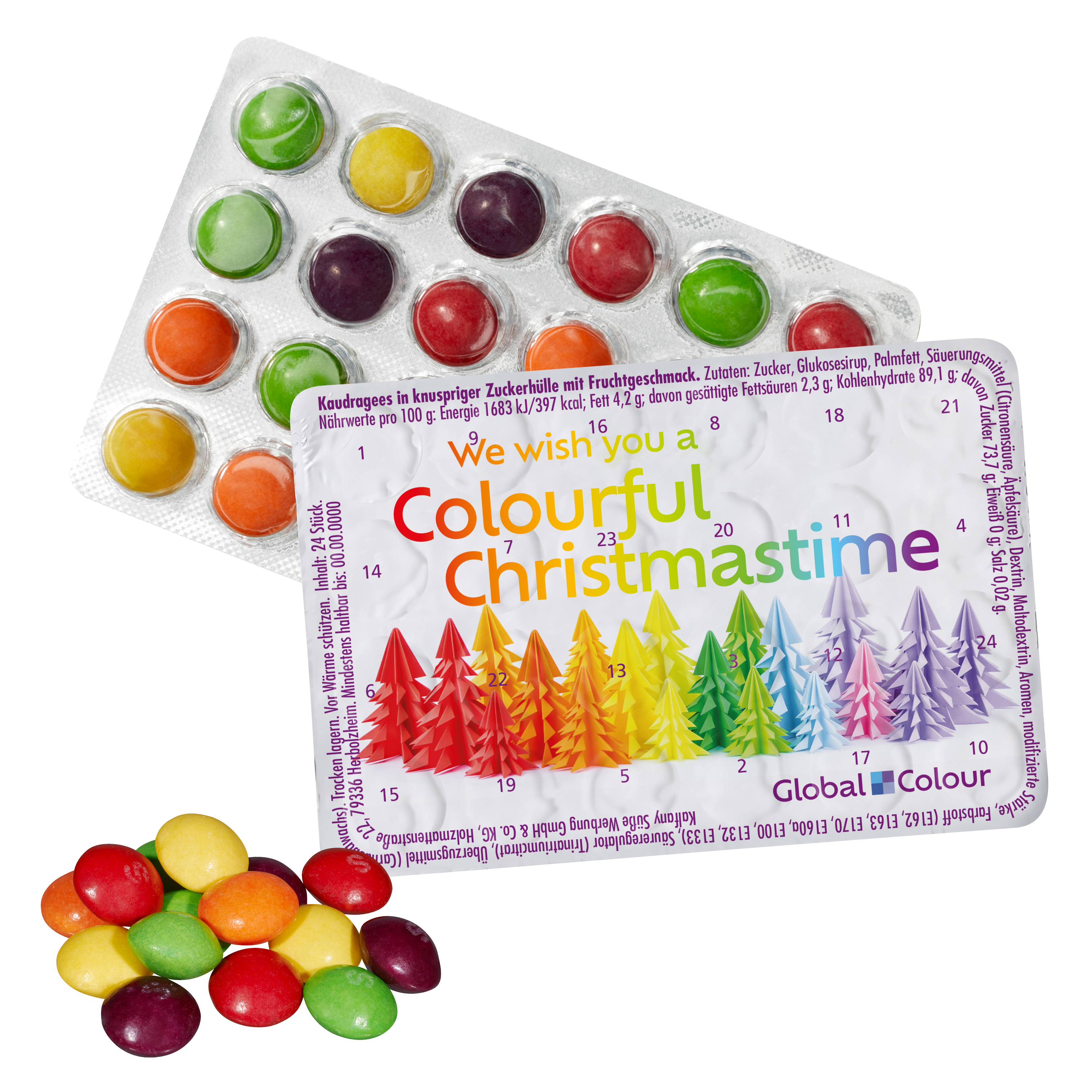 Winzigster Skittles Adventskalender - Müncheberg bedrucken mit Logo