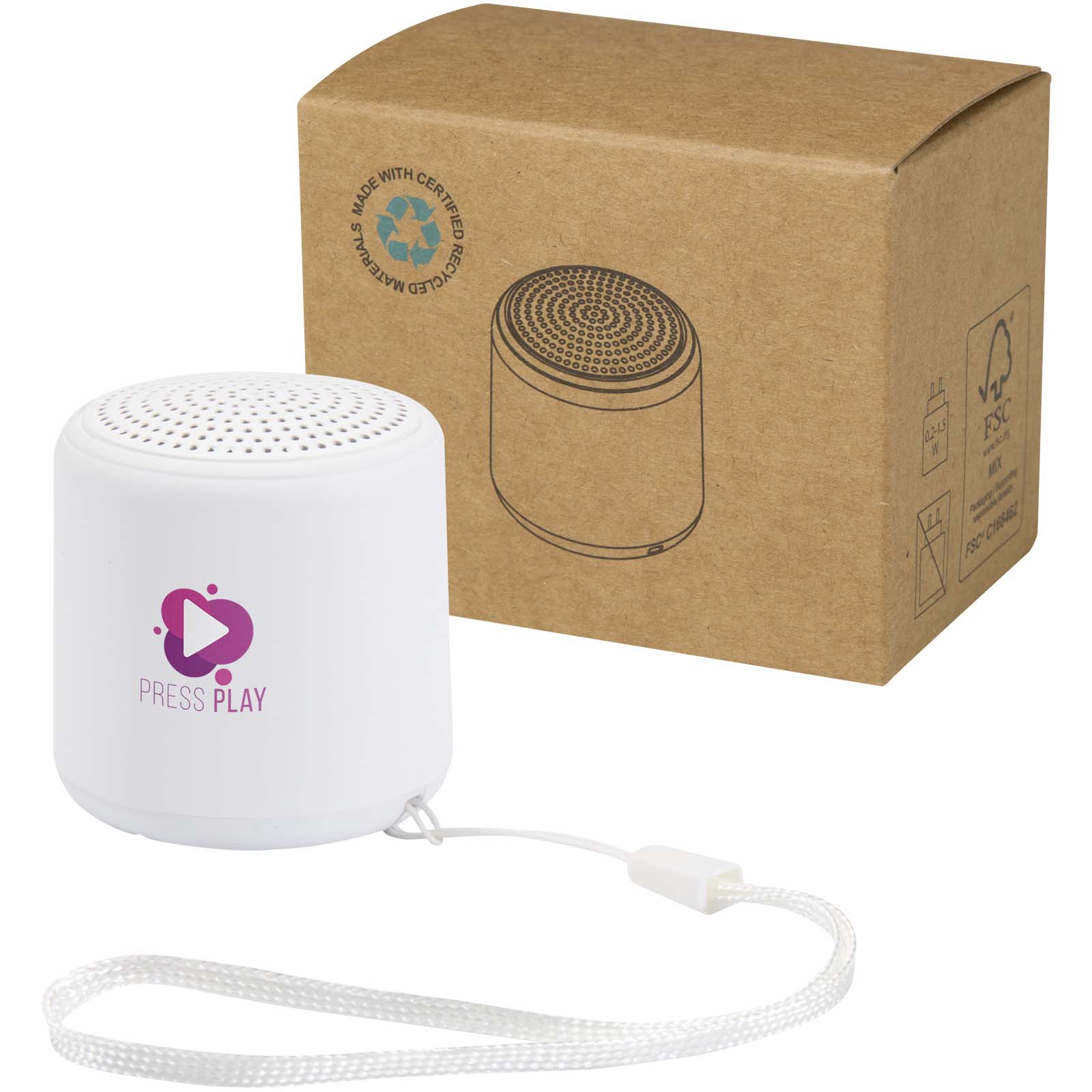 Velkis 3 W Bluetooth® Lautsprecher aus recyceltem Kunststoff mit Logo