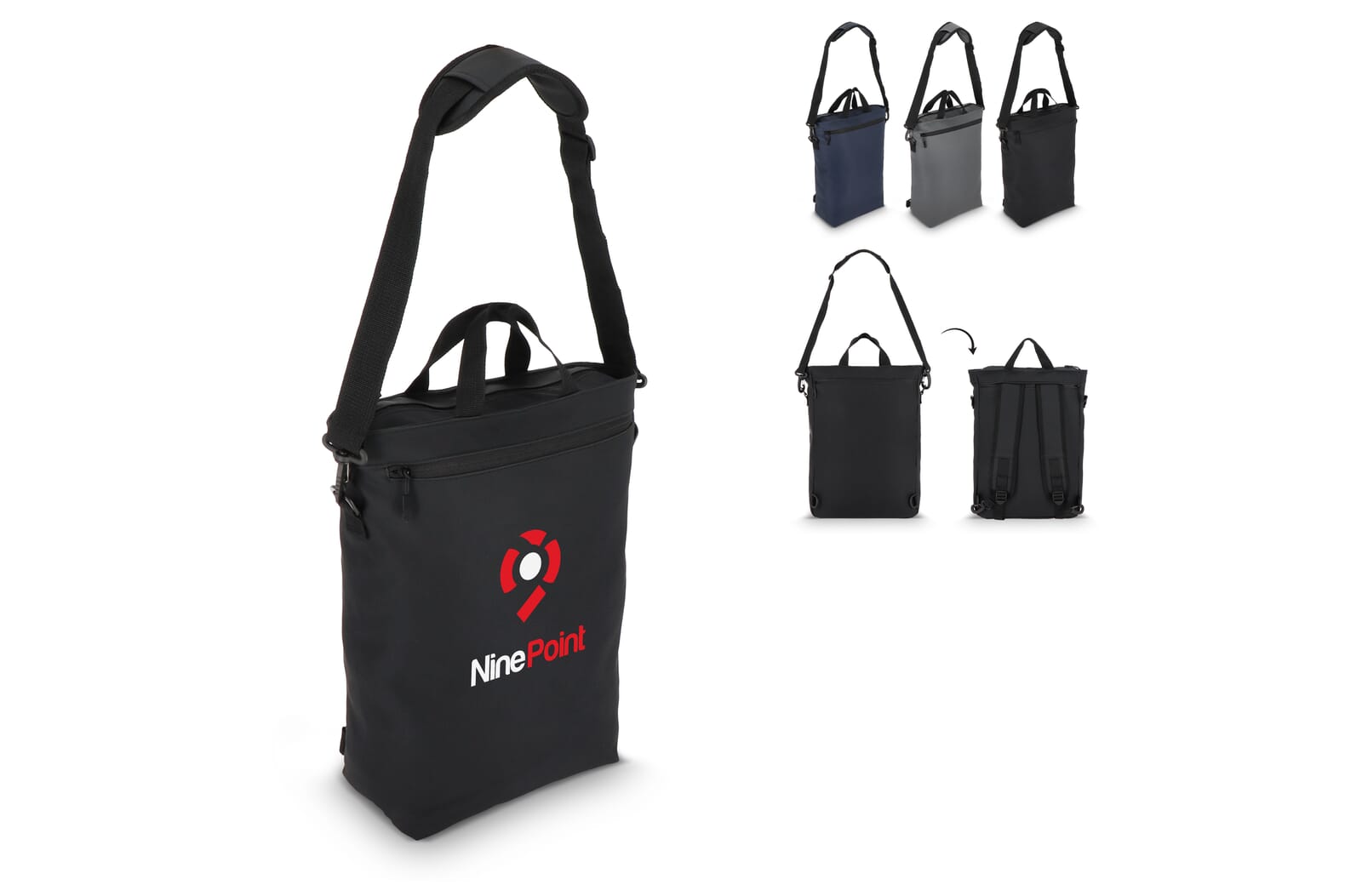 Verwandlungs-Rucksack aus PU für Laptops bis 15,6 Zoll - Rheinstetten bedrucken mit Logo