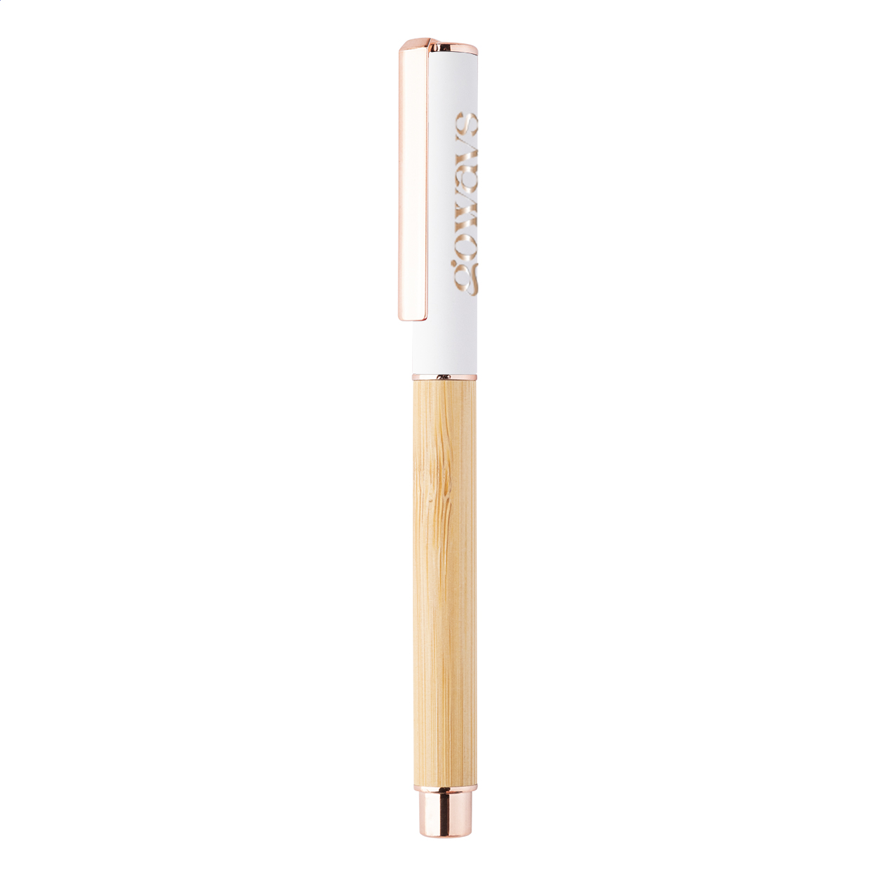 Blush Tintenroller aus Bambus und Recycling-Alu, Gravur in Roségold