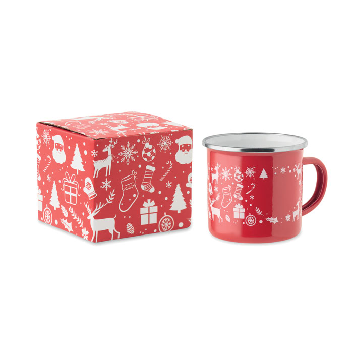 Weihnachtsbecher aus Emaille - Bocholt bedrucken mit Logo