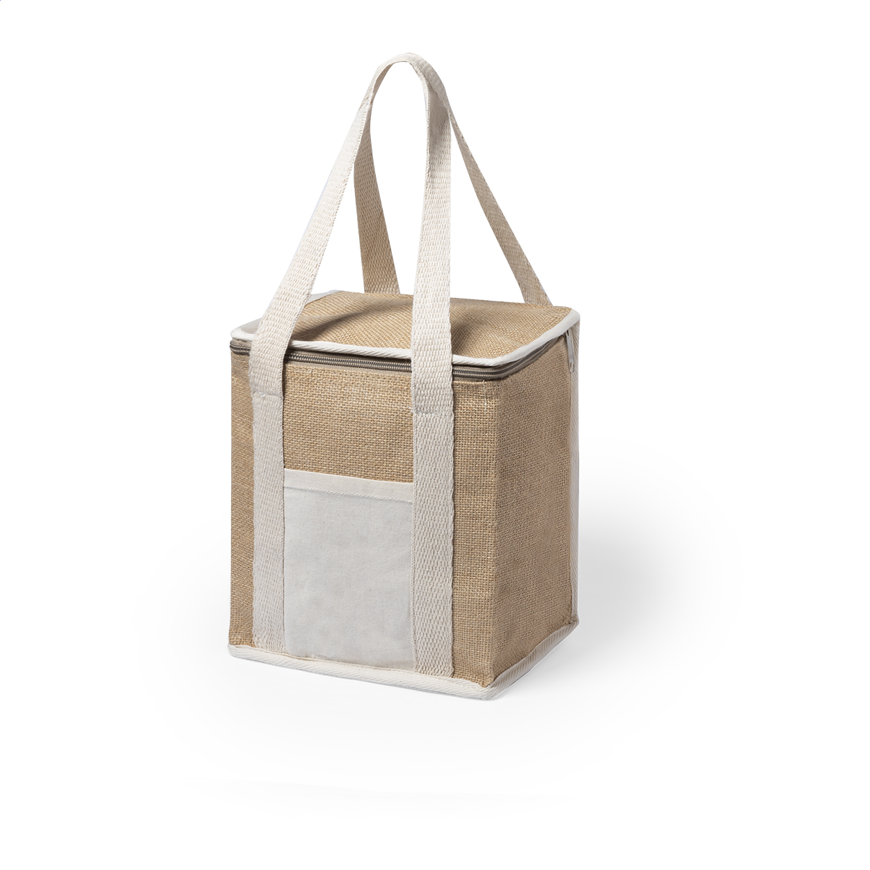 Concordia Kühltasche aus laminierter Jute und Baumwolle mit Logo