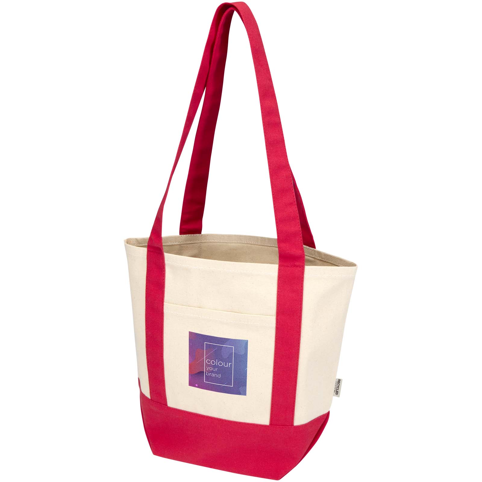 Recycelte Mini-Baumwolltasche Grüne Trägerin - Euskirchen bedrucken mit Logo