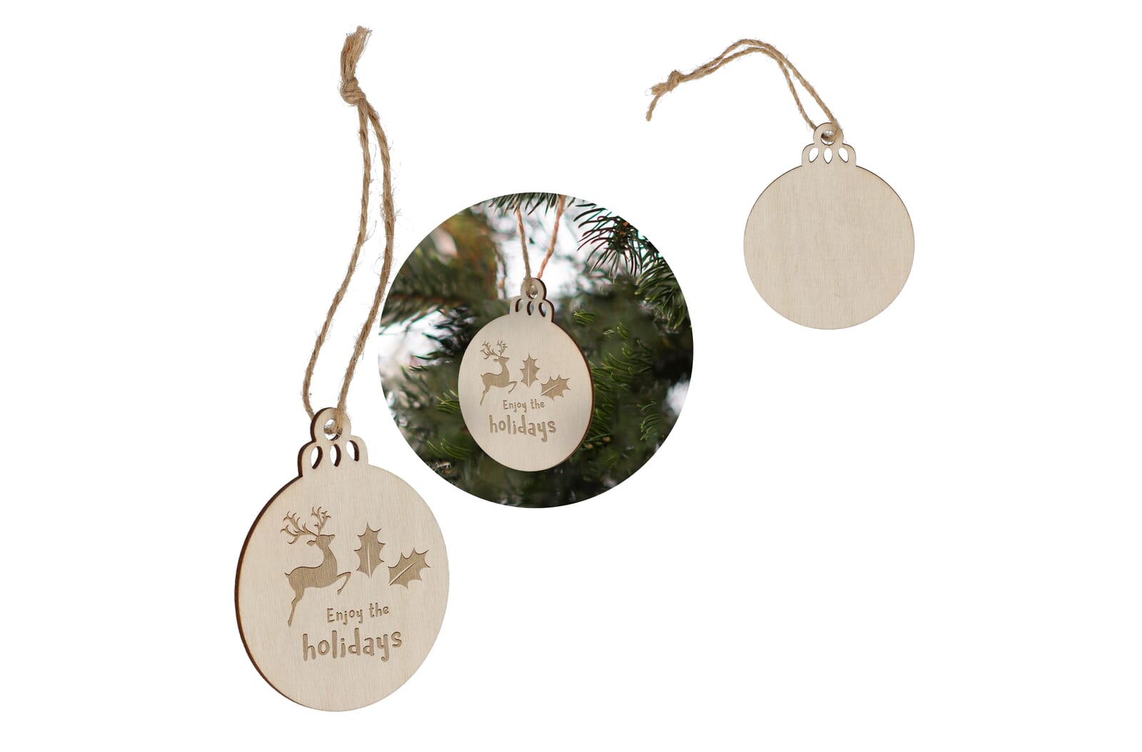 Holz-Weihnachtskugel - Apolda bedrucken mit Logo