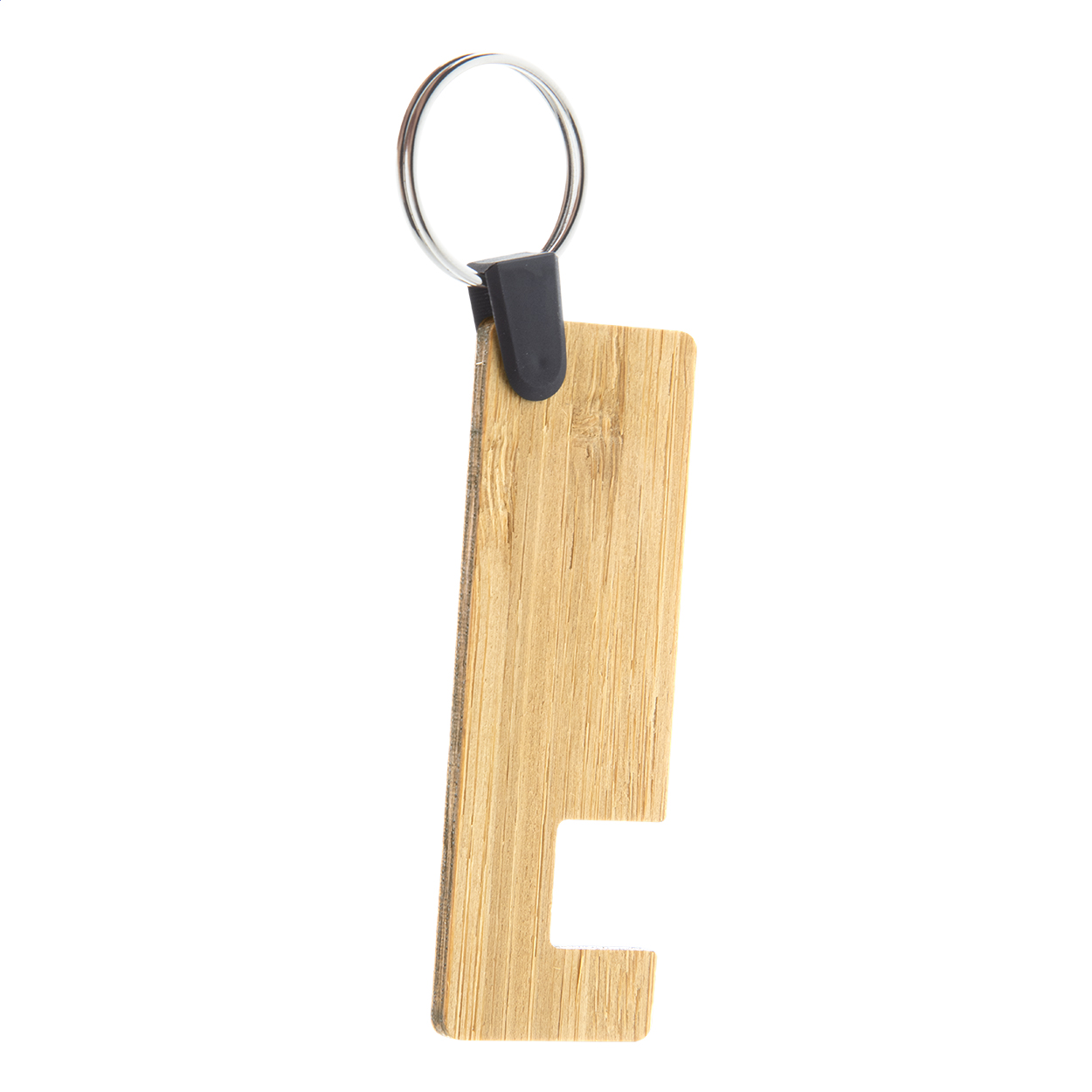 Rufa Handyhalter-Schlüsselanhänger aus Bambussperrholz mit Logo