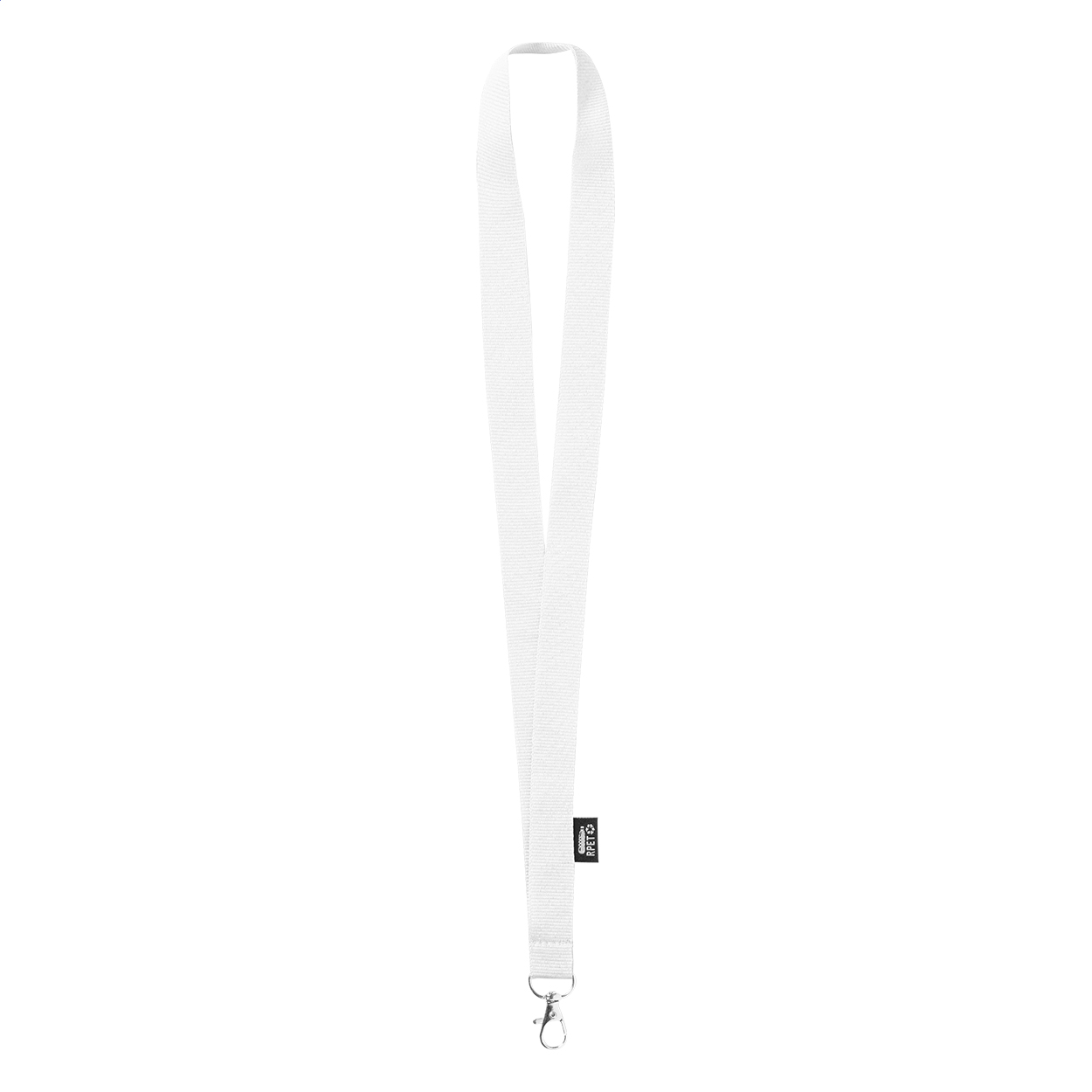 Larpet Lanyard aus RPET-Polyester mit Metallkarabiner und Logo