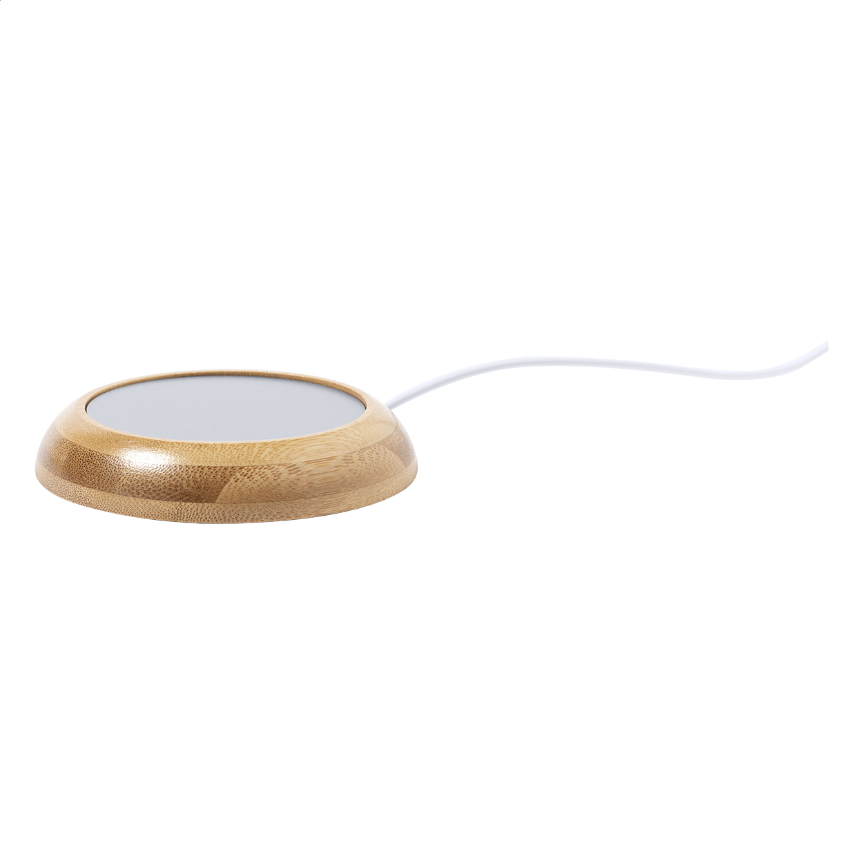 Keemun USB-Tassenwärmer im Bambusgehäuse mit USB-Kabel und Logo bedrucken mit Logo