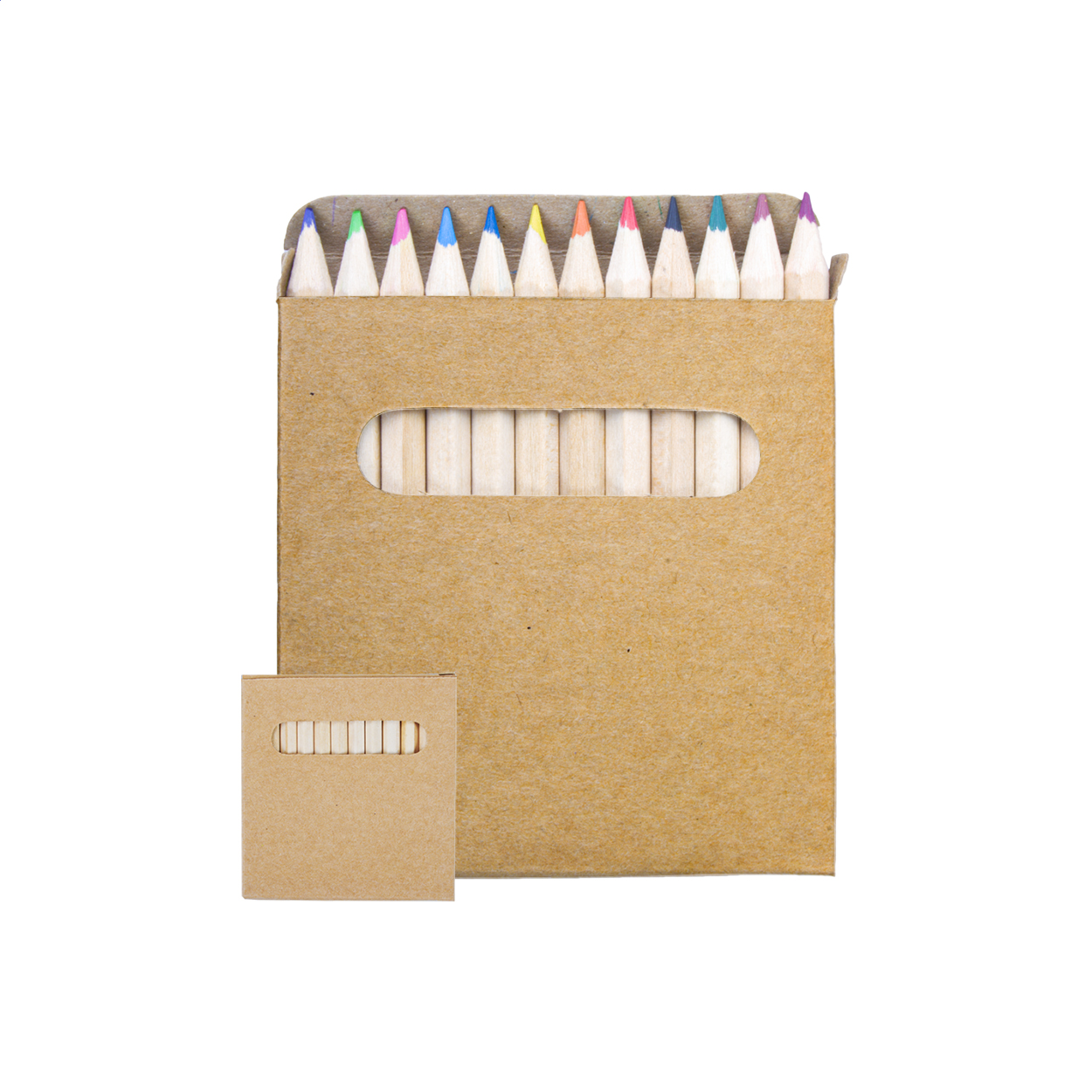 Lea Set mit 12 Buntstiften aus Holz in Papierbox mit Ihrem Logo bedrucken mit Logo