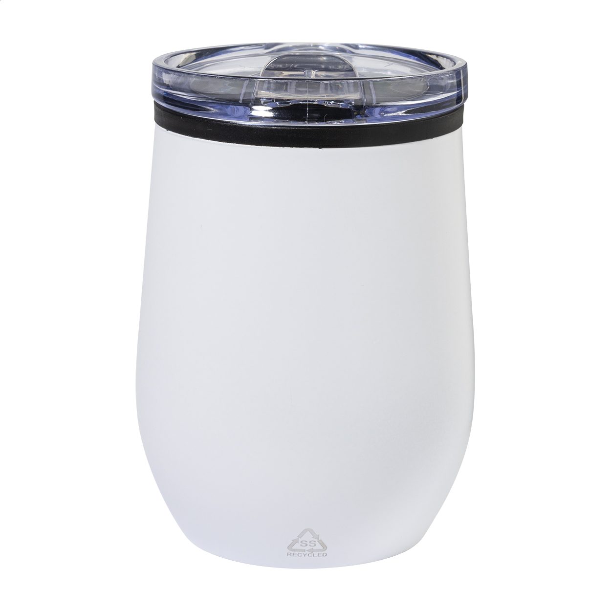 Poppy Thermobecher aus recyceltem Edelstahl mit PP-Innenseite, 350 ml, Logo