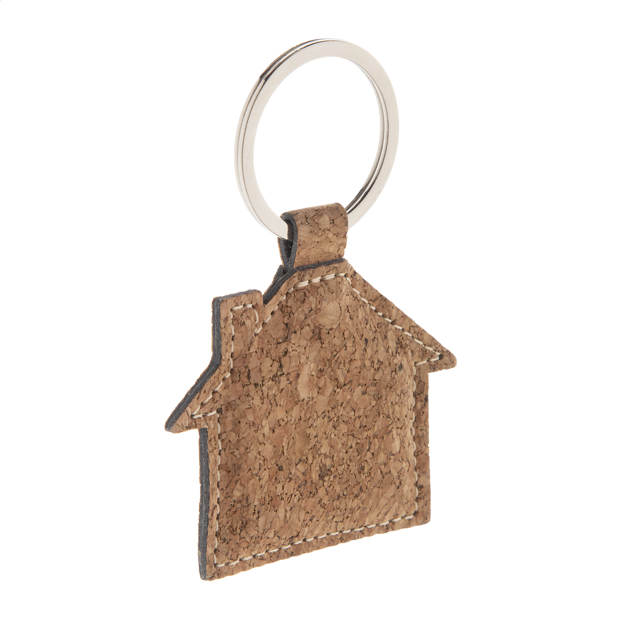 Corhu Schlüsselanhänger in Hausform aus Naturkork und PU-Leder mit Logo bedrucken mit Logo