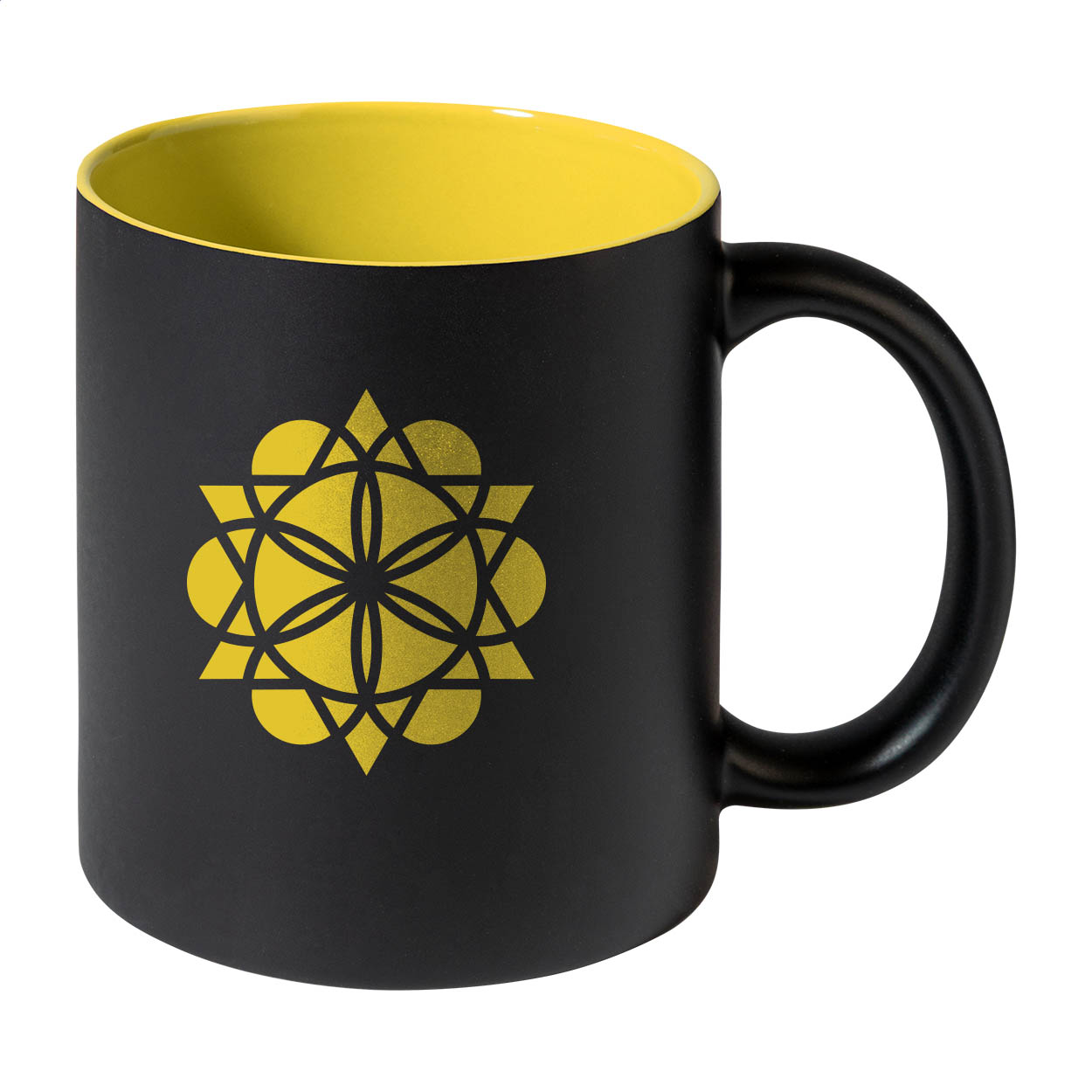 Bavary schwarze Keramiktasse zum Gravieren mit farbiger Innenseite