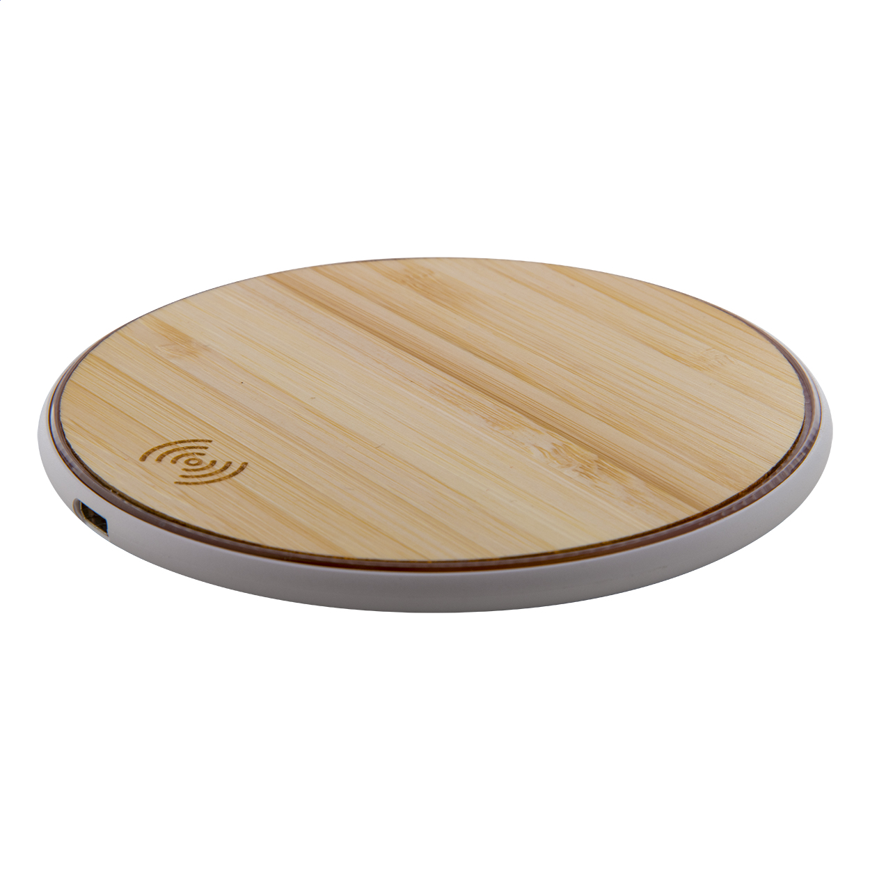 Drahtlose Ladeplatte Bambus - Volkmarsen bedrucken mit Logo