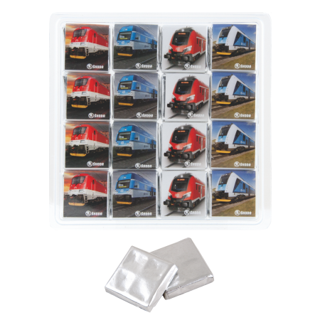 Transparente Geschenkbox mit maßgeschneiderten Barry Callebaut Schokoladen - Krefeld