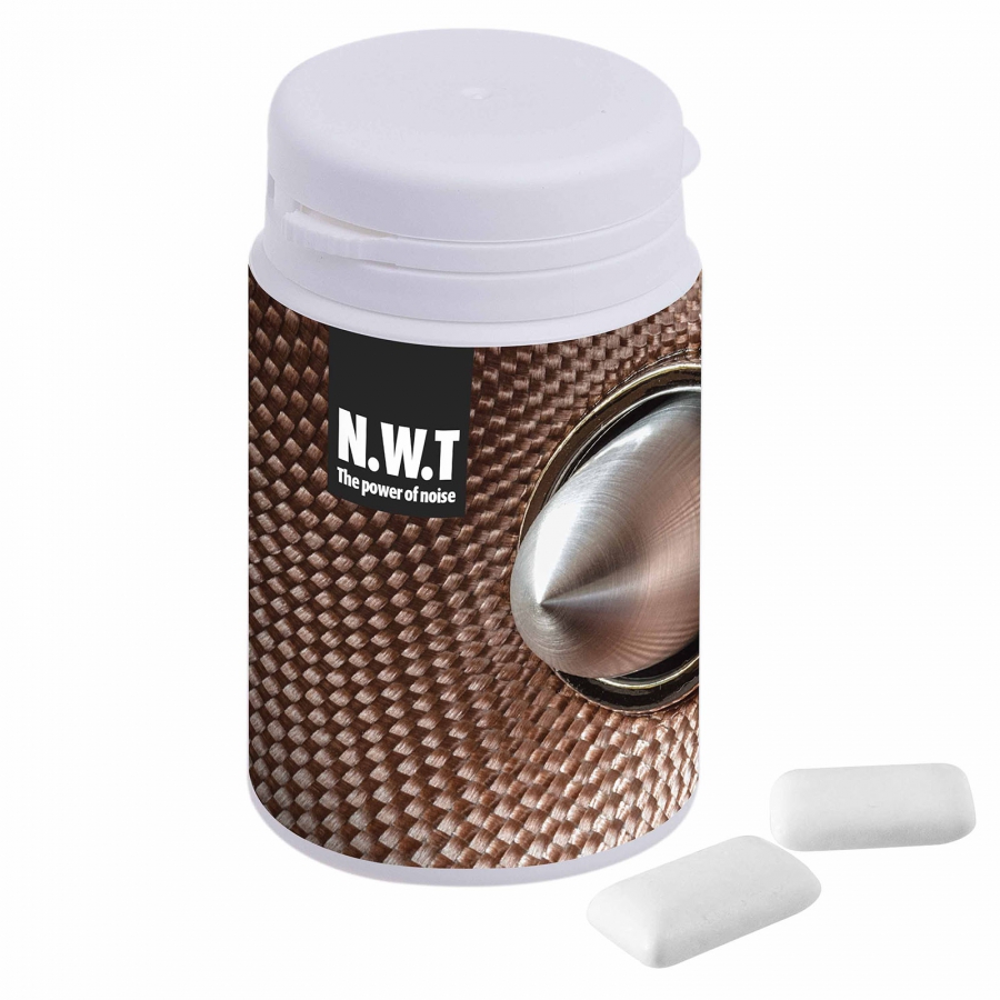 Individuell gestaltete 40g Kaugummi-Dose mit Farbetikett in voller Farbe - Pfaffenhofen an der Ilm