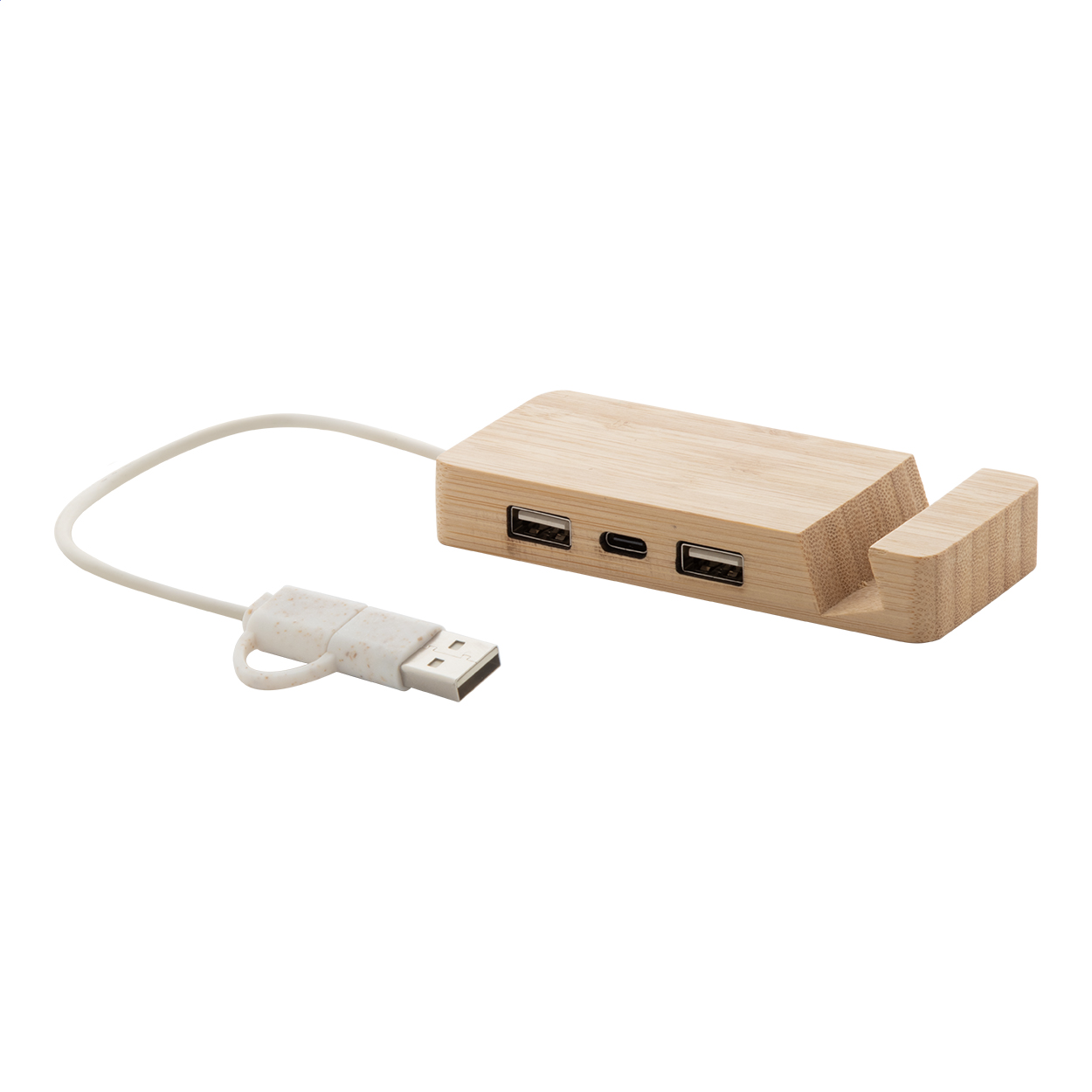 Bambus USB-Hub mit Handyhalter - Mahlberg