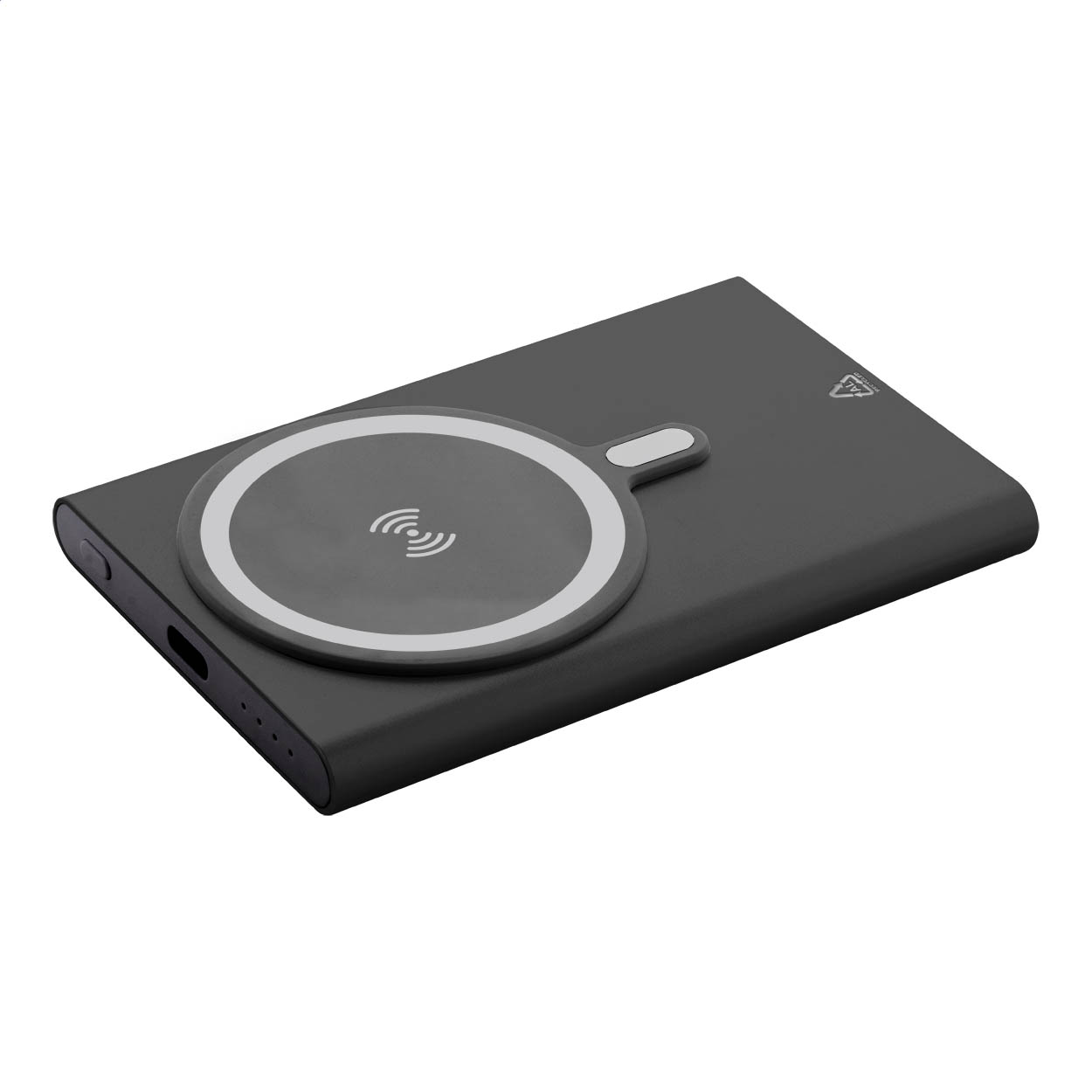 RaluStick Magnet-Powerbank aus recyceltem Aluminium, 5000 mAh, mit Logo