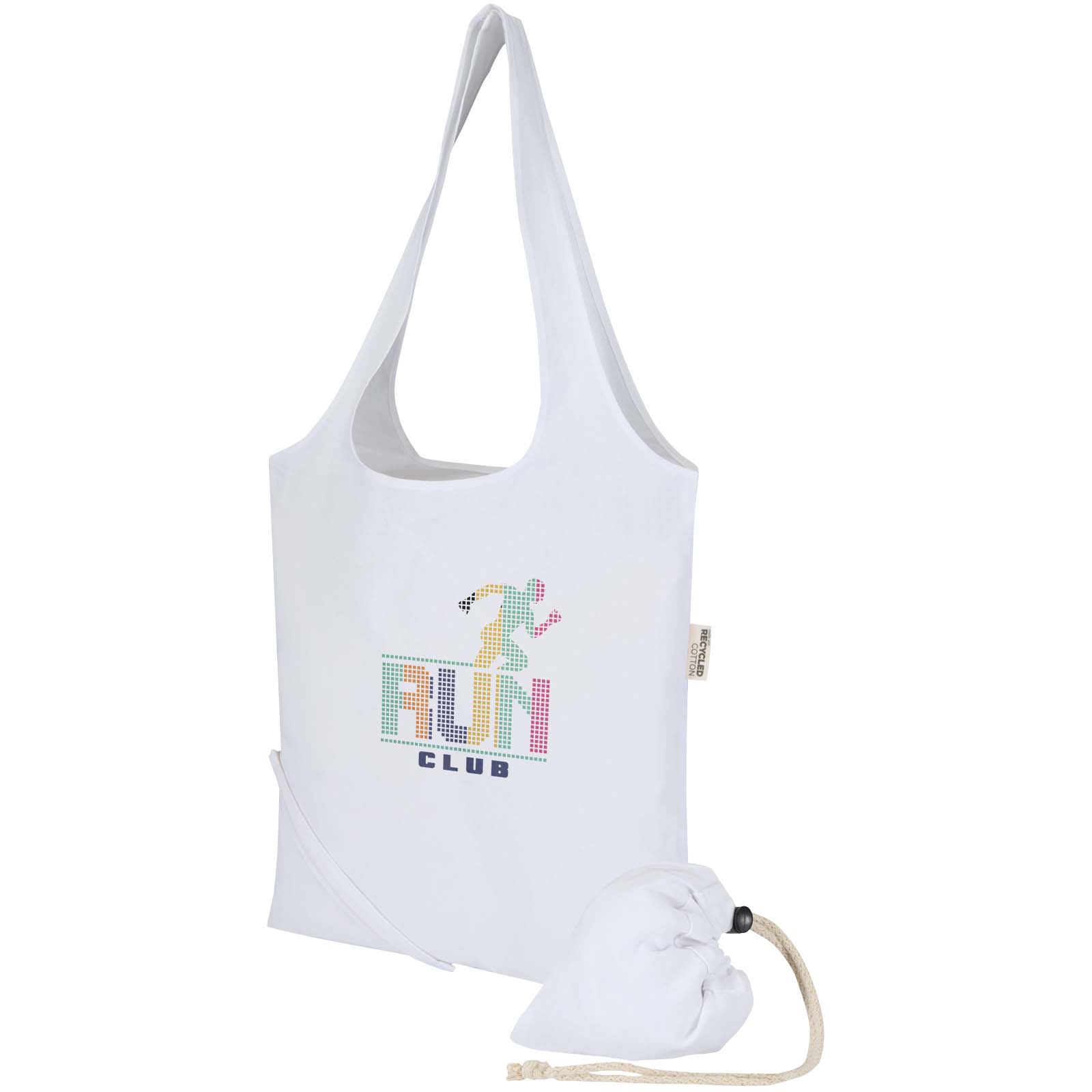 Faltbare Einkaufstasche aus GRS-zertifizierter, recycelter Baumwolle, Madras-Mischung 140 g/m², 7 Liter