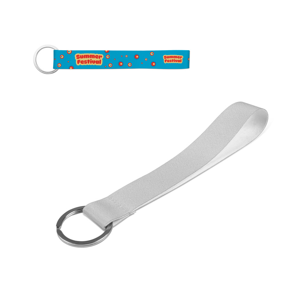 SLOUGH. Kurzes Lanyard zur Sublimationsdruck in recyceltem Polyester (100 % rPET) mit Ring