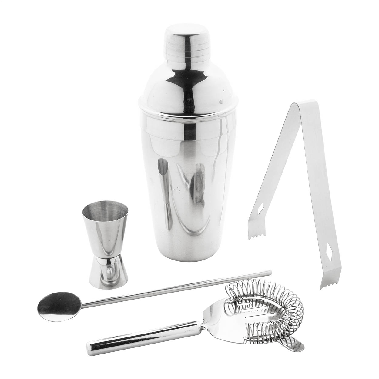 Sidecar 5-teiliges Cocktailset aus Edelstahl mit Shaker 550 ml und Logo bedrucken mit Logo