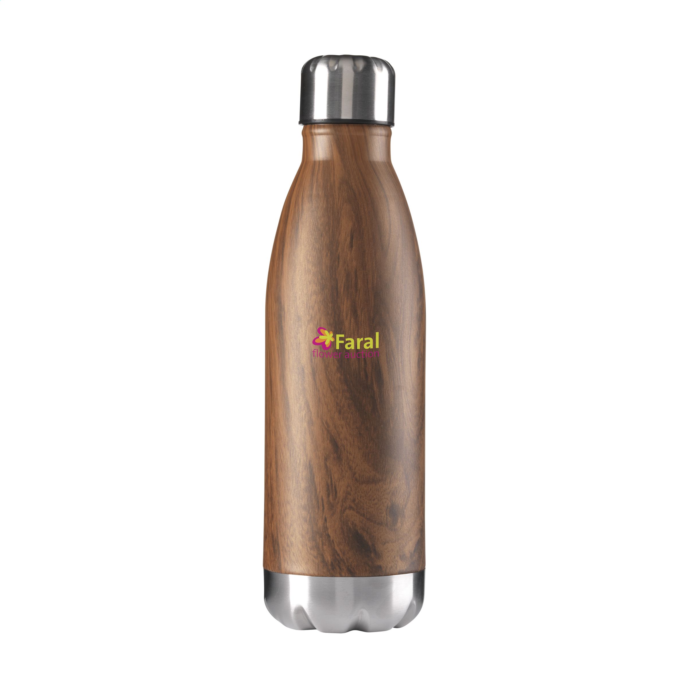 Edelstahl Vakuumisolierte Wasserflasche mit Holzmaserung Muster 500ml - Waldeck